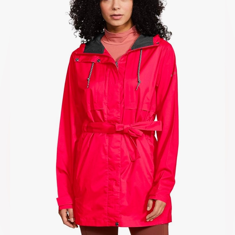 Columbia Pardon My Trench Rain Jacket in Red Lily Size Large